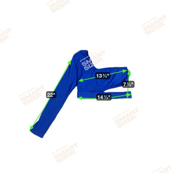 Garage  Crop Top Women's XS Royal Blue One Shoulder Cut Out Long Sleeve Stretch - Picture 4 of 4